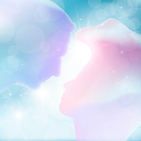 couple in love in the skyのイラスト素材