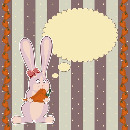 funny Bunny with carrotのイラスト素材