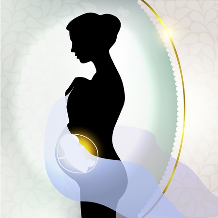 pregnant girl expecting a baby, boyのイラスト素材