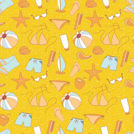 Abstract seamless background set for summer leisure, sunbathing