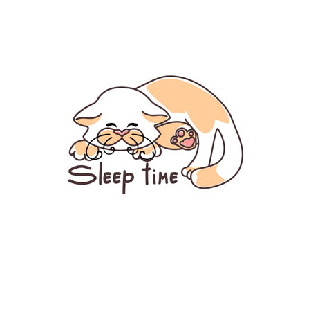 Vector picture cute sleeping kitten, sleeping.のイラスト素材