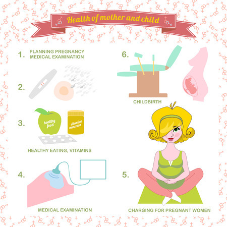 illustration of a set healthy food for pregnant women,のイラスト素材