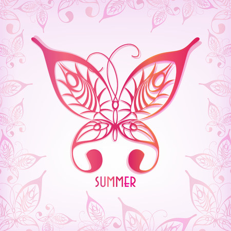 Illustration of summer background made of butterflies.のイラスト素材
