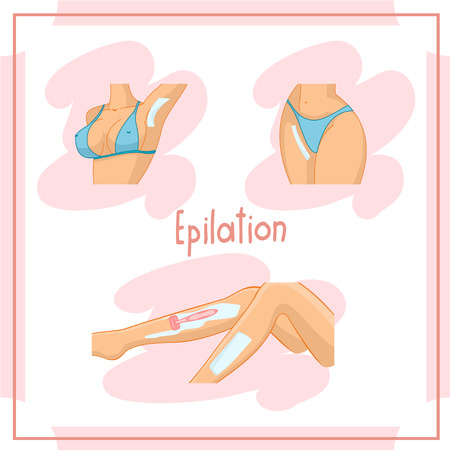 Illustration of the depilate body parts, bikini area, legs, armpitsのイラスト素材