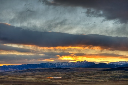 The sun rises on Big Sky Country of Gallatin National Forest near Livingston, Montana.の写真素材