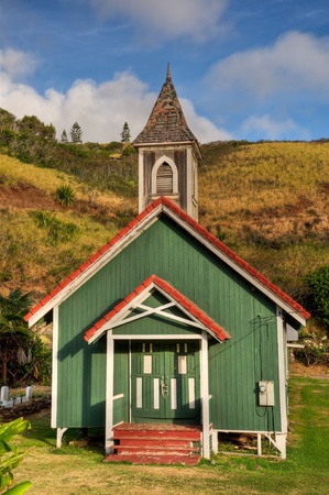 The colorful and picturesque Kahakuloa Church resides in one of the more remote villages on Maui, Hawaii の写真素材