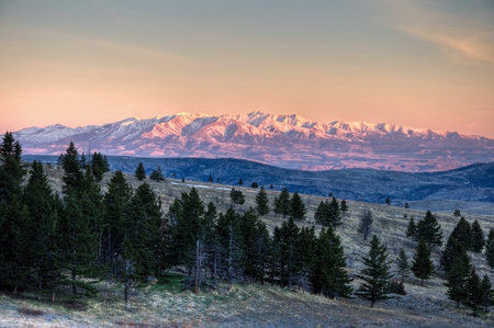 A beautiful sunrise on the Crazy Mountains of Montana 