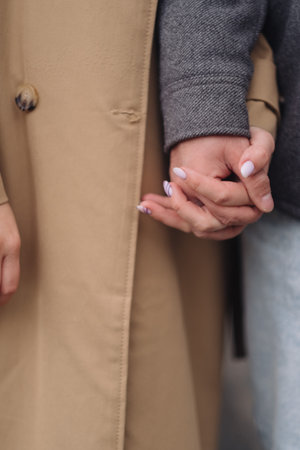 the hands of a young coupleの写真素材