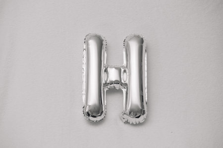 Chrome silver balloon fontの写真素材