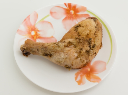 roast chicken on a plate is an excellent dinner in the working dayの写真素材
