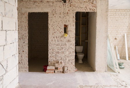 preview apartment where renovations are taking place with the processing of all surfacesの写真素材