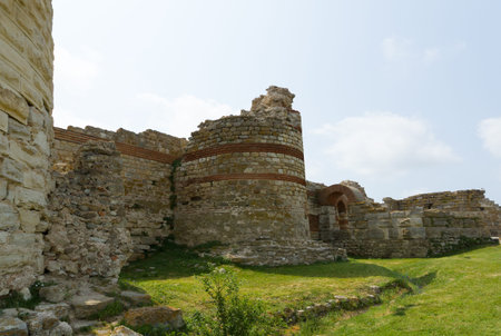 excavation on a place of the ancient city under the blue skyの写真素材