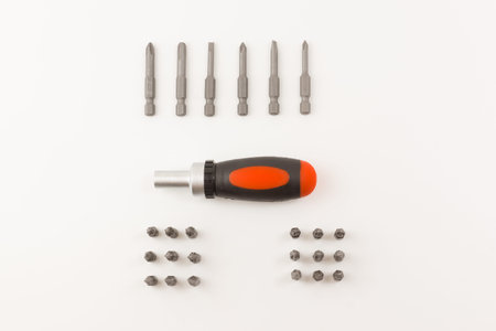 set of screw-drivers from a steel alloy on a white background