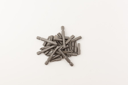 set of screw-drivers from a steel alloy on a white backgroundの写真素材