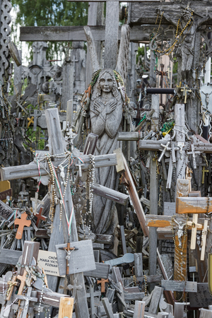 the mountain of crosses is a pilgrimage place in Lithuaniaの写真素材