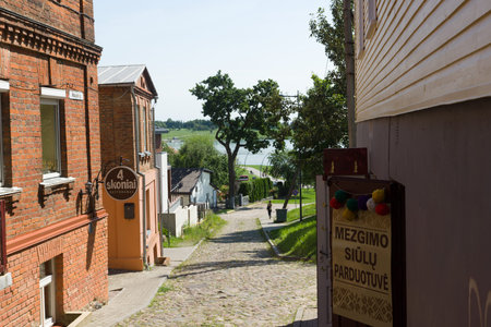 SIAULIAI, LITHUANIA - AUGUST 03: View of urban parts of Siauliai city and it's wide streets  in Siauliai, Lithuania on August 03, 2015. Everyday life and transport in Siauliai, Lithuania.のeditorial素材