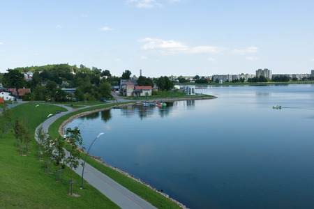 SIAULIAI, LITHUANIA - AUGUST 03: View of urban parts of Siauliai city and it's wide streets  in Siauliai, Lithuania on August 03, 2015. Everyday life and transport in Siauliai, Lithuania.のeditorial素材