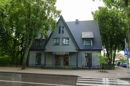 PALANGA, LITHUANIA - AUGUST 08,2015:  In the streets of Palanga. Palanga is the largest resort town in Lithuania.のeditorial素材