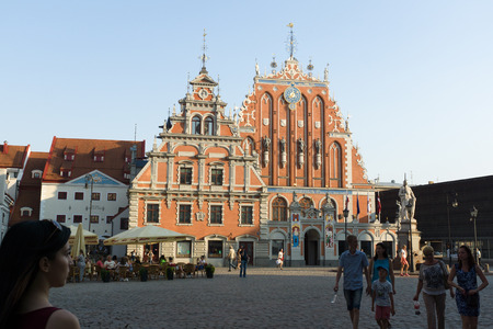 RIGA, LATVIA - AUGUST 05: Features architectural development of the city on August 05, 2015 in Riga, Latvia.のeditorial素材