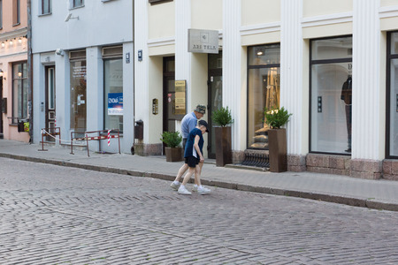 RIGA, LATVIA - AUGUST 05: Features architectural development of the city on August 05, 2015 in Riga, Latvia.のeditorial素材