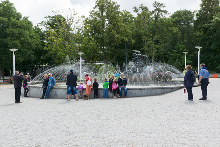 PALANGA, LITHUANIA - AUGUST 08,2015: In the streets of Palanga. Palanga is the largest resort town in Lithuania.のeditorial素材