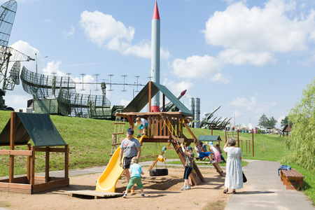 Loshany, Belarus - July 31, 2016: "Stalin Line" this is historical and cultural complex. The exposition is a complex defensive fortifications along the borders of the USSR.のeditorial素材