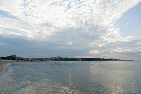 Nessebar, Bulgaria - JUNE 19, 2016: evening view of the coastline near the New Nessebar hotels.のeditorial素材