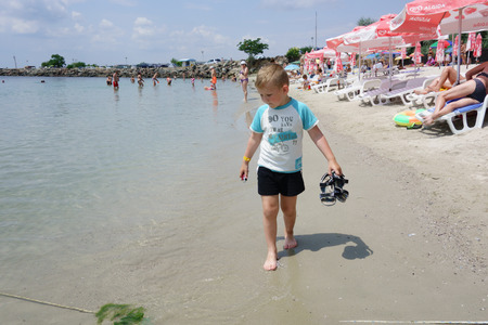Nessebar, Bulgaria - JUNE 19, 2016: evening view of the coastline near the New Nessebar hotels.のeditorial素材