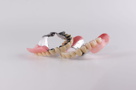 Clasp prosthesis with and attachments fixing ceramic crowns