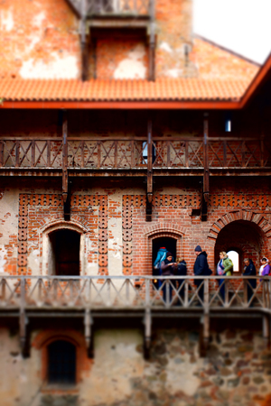 Trakai, Lithuania - October 16, 2016: Trakai castle on the lakes is visited by hundreds of thousands of tourists every year. The inside of the castle.のeditorial素材