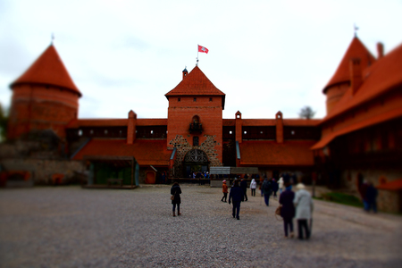 Trakai, Lithuania - October 16, 2016: Trakai castle on the lakes is visited by hundreds of thousands of tourists every year. The inside of the castle.のeditorial素材