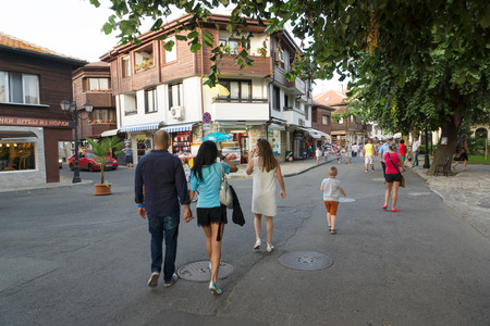 Nessebar, Bulgaria - JUNE 20, 2016: streets of the old town of Nessebar is a place of pilgrimage for hundreds of tourists for sightseeing. Nesebar in 1956 was declared as museum city, archaeological and architectural reservation by UNESCO.のeditorial素材