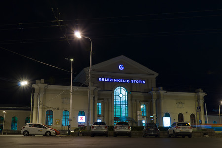 Vilnius, Lithuania - October 16, 2016: Vilnius is a tourist and cultural center of Lithuania. Train Station.のeditorial素材