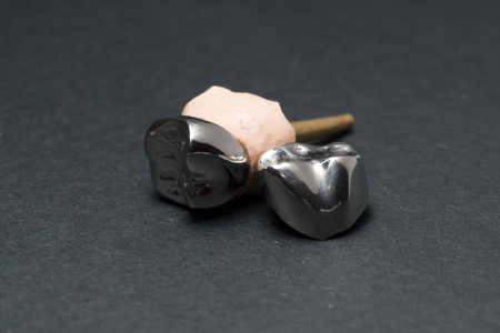 Steel artificial dental crown for dentition restorationの写真素材