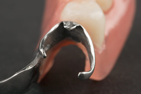 Elements of a clasp prosthesis close-up isolated on a black background
