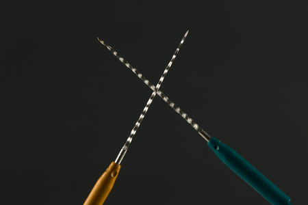 Tools for dentist work in the root canals of teethの写真素材