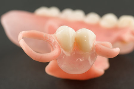 large image of a modern denture on a black background