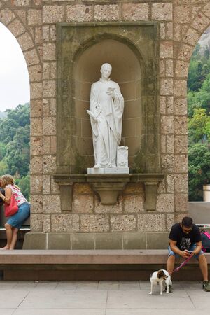 Montserrat, Spain - August 18, 2018: Santa Maria de Montserrat abbey in Monistrol, in a beautiful summer day, Catalonia, Spainのeditorial素材