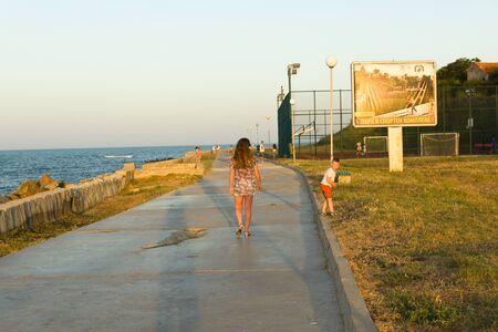 Nessebar, Bulgaria - JUNE 20, 2016: streets of the old town of Nessebar is a place of pilgrimage for hundreds of tourists for sightseeing. Nesebar in 1956 was declared as museum city, archaeological and architectural reservation by UNESCO.のeditorial素材