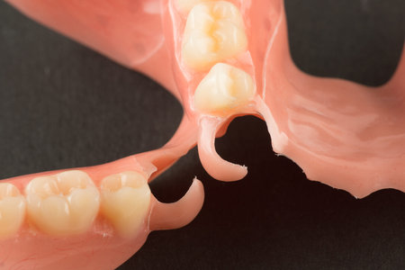 large image of a modern nylon denture on a black background