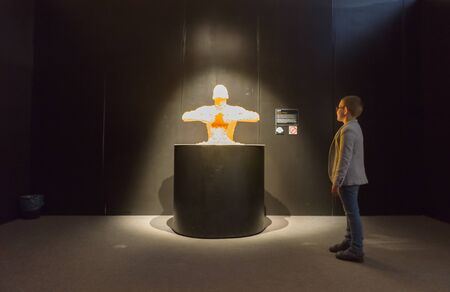 Minsk, Belarus - June 10, 2018: exhibition Nathan Sawaya in Minsk is an American-based artist who builds custom three-dimensional sculptures and large-scale mosaics from popular everyday items and is best known for his work with standard toy bricks.のeditorial素材