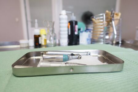 clean dental instruments in the office prepared for workの写真素材