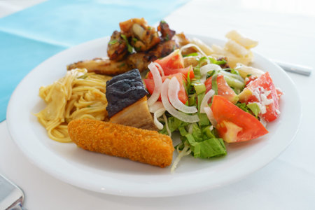 plate in a fast food restaurant full of food