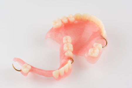 acrylic dental prosthesis with metal retaining elements