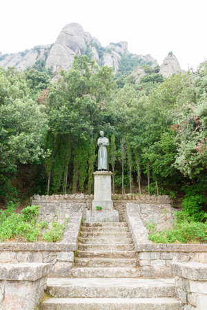 Montserrat, Spain - August 18, 2018: Santa Maria de Montserrat abbey in Monistrol, in a beautiful summer day, Catalonia, Spainのeditorial素材