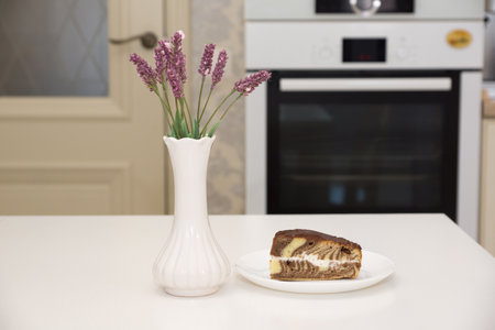 delicious beautiful freshly baked pie in the interiorの写真素材