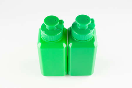 made of green plastic medical jars with lidsの写真素材
