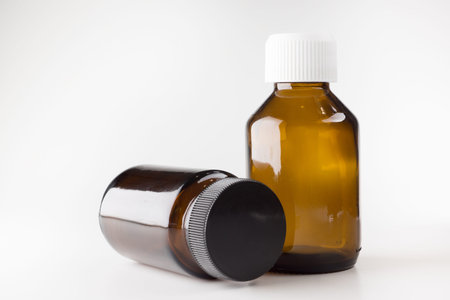 medical jars with dark glass caps for tablets