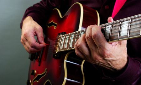 playing electric guitar. play the guitar. copy spaces.の写真素材