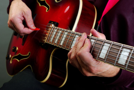 playing electric guitar. play the guitar. copy spaces.の写真素材